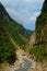 Beautiful natural canyon and turquoise stream hiking trail in Taroko National Park, Hualien, Taiwan
