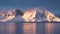 Beautiful nature. Antarctic landscape. Icebergs, glaciers and mountains at sunset. Climate change, global warming