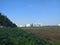 Beautiful Nature , buildings, Green plant , blue clear sky and cloud , landscape photo and background.