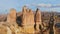 Beautiful Nature of Cappadocia on with balloons on a background of camel rocks. Turkey.