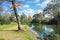 Beautiful nature environment at the riverbank of Werribee River.  View of a suburban local park with Australian nature landscape