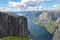 Beautiful nature landscape of Norway fjord and mountains. Lysefjord, Stavanger, near Kjerag and Preikestolen Pulpit Rock