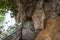 Beautiful nature landscape view. Pass under rocks and waterfall.