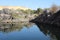 The beautiful nature mix of sandy hills and plants and river in Aswan