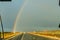 Beautiful nature scene with a rainbow and waterdrops near Dubline while on the bus