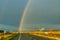 Beautiful nature scene with a rainbow and waterdrops near Dubline while on the bus