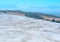 Beautiful nature scene with thermal water on white limestone terraces.Soft selective focus. Health and wellness concept