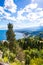 Beautiful nature of Sicily, Mediterranean sea near Taormina and Etna vulcano, aerial panoramic view. Italy.