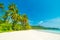 Beautiful nature tropical beach and sea with chair and coconut p