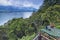 Beautiful nature view of Buyan Lake with man made leaf shape platform for tourist to photograph their memories here in  Bali