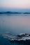 Beautiful nature view of lake in the dusk at sunset time, blue tone