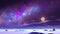 Beautiful Nebula and UFO over an Alien Planet