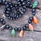 Beautiful necklace of jasper and black quartz beads