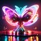 Beautiful neon butterfly. 3d rendering, 3d illustration. generative AI