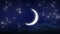 Beautiful New Moon with Stars and Clouds. Night Time Lapse. Looped animation. HD 1080