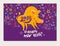 Beautiful New Years card with a cartoon yellow boar symbol of 2019 on the Chinese calendar. Year of the Pig