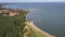 Beautiful Nida resort village with yacht port on Curonian Lagoon coast  aerial