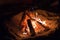 Beautiful night bonfire close up