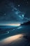 beautiful night landscape with starry sky over the sea and beach