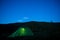 Beautiful night landscape, vacation with a tent in the mountains