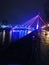 Beautiful night promenade with a beautiful bridge