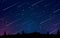 Beautiful night shooting stars landscape vector illustration