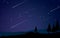 Beautiful night shooting stars landscape vector illustration