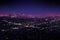 Beautiful night sky, cityscape view of Los Angeles