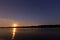 Beautiful night sky with moon and constellation over Danube river