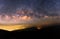 Beautiful Night Starry sky with Rising Milky Way over the mountain, Thailand