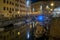 Beautiful night view of the canals of Livorno in the Venezia district, Tuscany, Italy