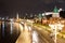 Beautiful night view of the embankment of the Moscow river and the towers of the Moscow Kremlin with illumination