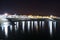 Beautiful night view of Greystones Harbour Marina with light reflection in the water  Greystones  Co. Wicklow  Ireland