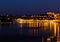 Beautiful night view of the Port of Mahon, on the island of Menorca, Balearic Islands, Spain