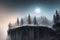 Beautiful night winter forest landscape, AI generated