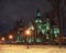 Beautiful nightscape of neo-gothic Church of Sts. Olha and Elizabeth in Lviv, Ukraine