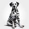 beautiful and noble Dalmatian dog, in a close-up pose on display generated by artificial intelligence.