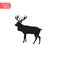 Beautiful noble proud sika deer are ruminant mammal in family Cervidae. Side view. Dark ink hand drawn picture sketchy