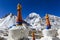 Beautiful North face of sacred Kailash mountain with white tibet shortenspagoda