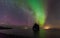 Beautiful Northern light over hvitserkur sea stack, Iceland