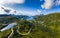 Beautiful Norwegian fjord Arvagsfjorden. Aerial view