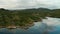 Beautiful Norwegian fjord at sunset. Aerial view.