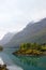 Beautiful norwegian landscape in autumn near Loen and Stryn in Norway,Lovatnet in october,norwegian nature,outdoor