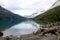 Beautiful norwegian landscape in autumn near Loen and Stryn in Norway,Lovatnet in october,norwegian nature,outdoor