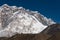 Beautiful Nuptse mountain peak view from Lobuche village in Everest region in Himalaya mountain range, Nepal