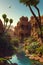 beautiful oasis in the middle of the desert perfect composition generated by ai