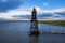 Beautiful Obereversand lighthouse or Leuchtturm of North Sea near Bremen, Bremerhaven and Weser river in the dusk. Dorum-Neufeld