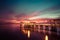 A beautiful ocean dramatic sunset and fishing pier