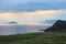 Beautiful ocean and mountain landscape at sunset, Runde Island, Norway