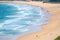 Beautiful ocean waves and sand surface at palm beach view from up the Hill at Barrenjoey headland, Sydney, Australia.